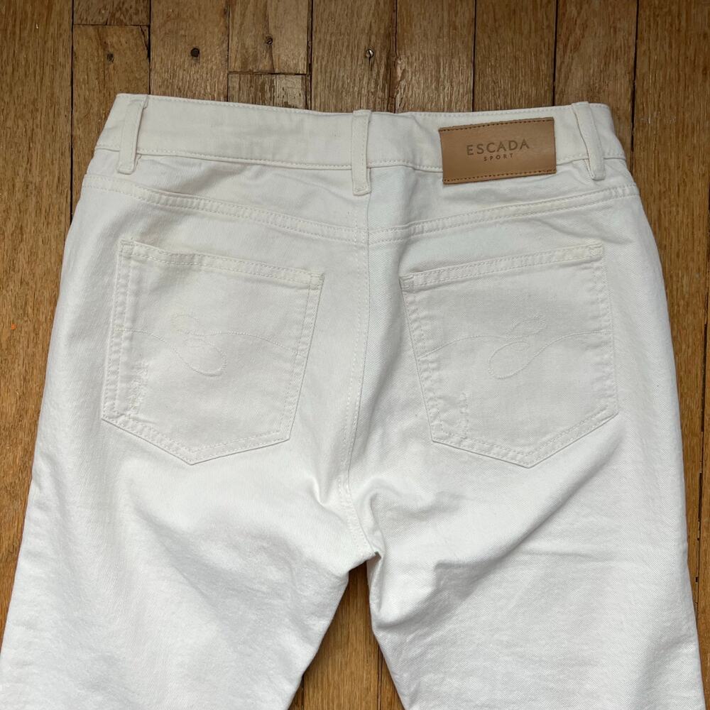 Escada Sport Cropped Skinny Jeans Off White Stretch Mid-Rise Women's Size 40 30" - Picture 6 of 9